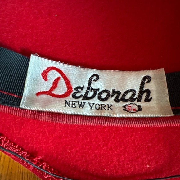 Vintage Deborah New York Red Wool and Feather Hat - Picture 7 of 9